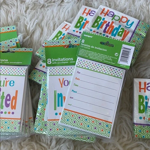 Colorful Birthday and Invitation Napkins